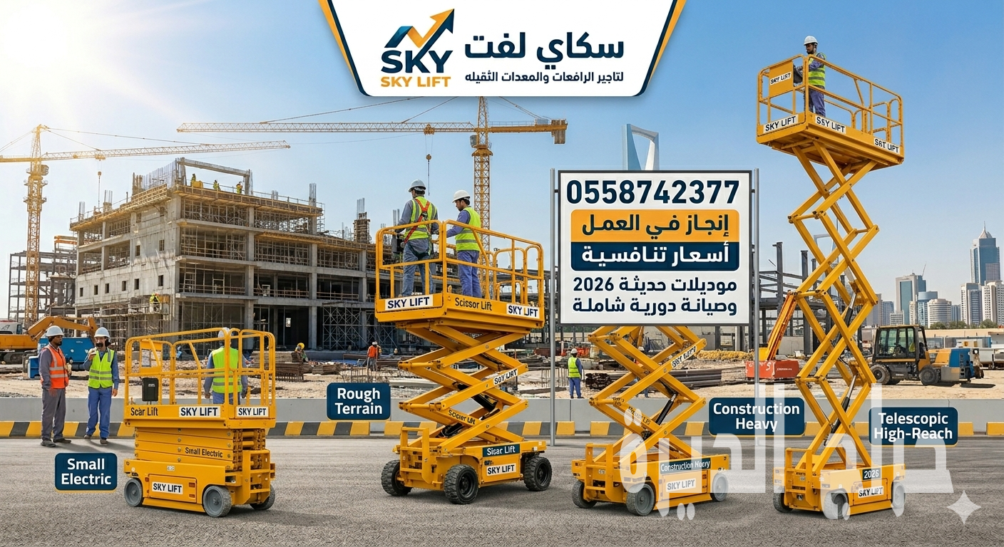 سيزر لفت للايجار رافعات مقصيه للايجار كهرباء